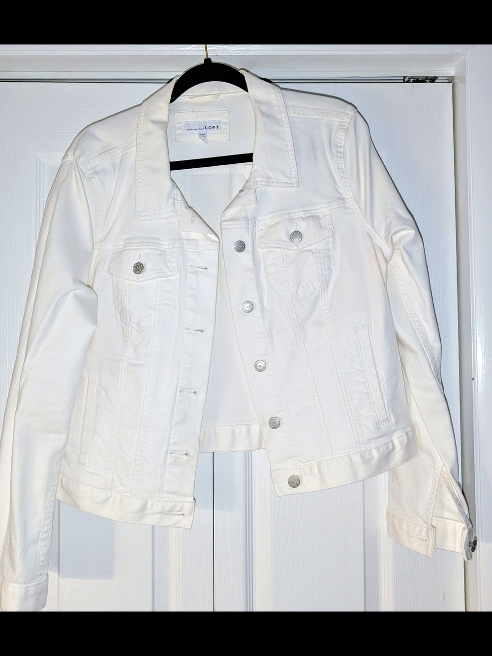 LOFT White Stretch Jean Jacket - Women's Classic Button-Front